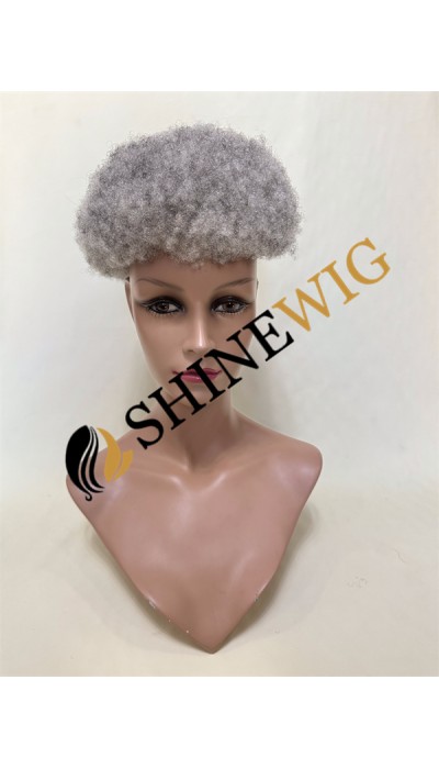 Kinky Afro gray  color full lace Toupee