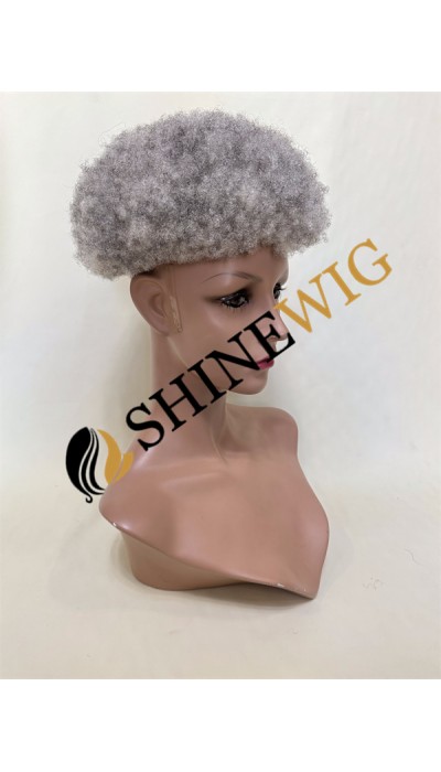 Kinky Afro gray  color full lace Toupee