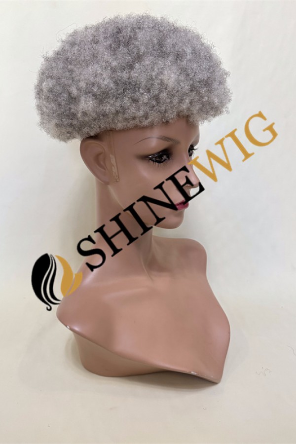 Kinky Afro gray  color full lace Toupee