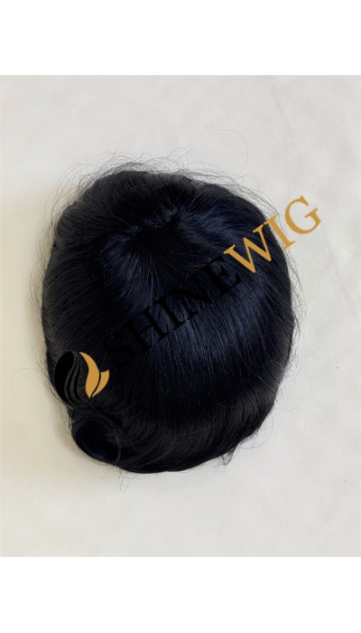 Jet black wavy pu and lace  Toupee