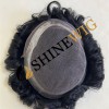 Jet black wavy pu and lace  Toupee