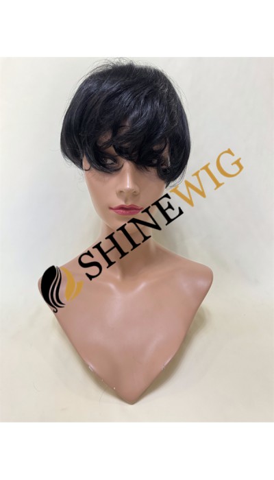 Jet black wavy pu and lace  Toupee