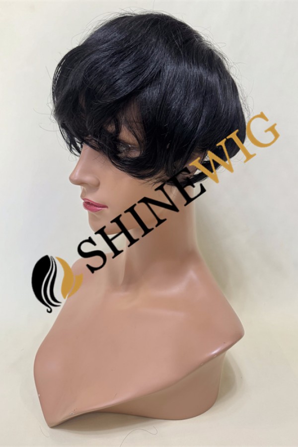 Jet black wavy pu and lace  Toupee