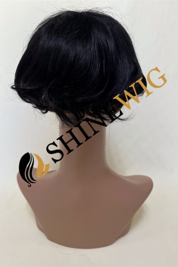 Jet black wavy pu and lace  Toupee