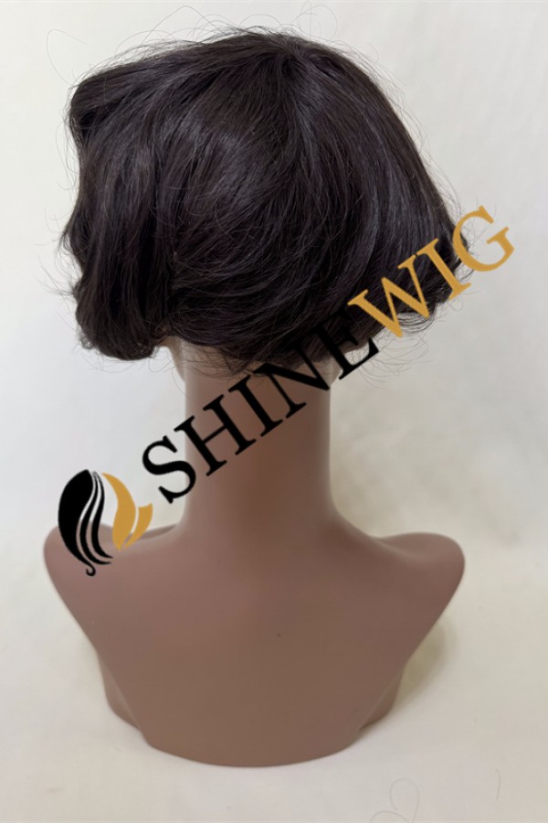 Dark Brown wavy pu and lace  Toupee