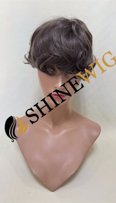 Brown wavy pu and lace  Toupee