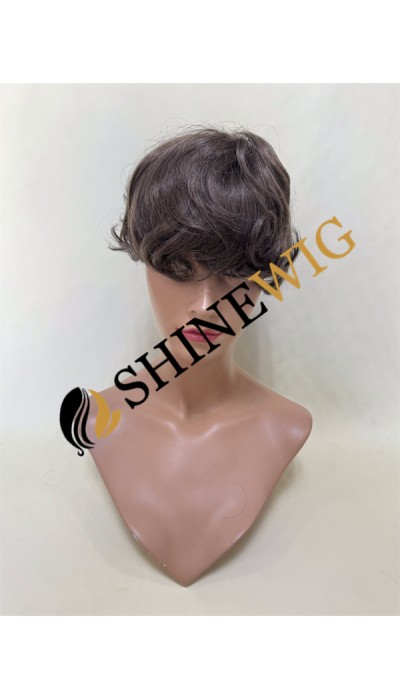 Brown wavy pu and lace  Toupee