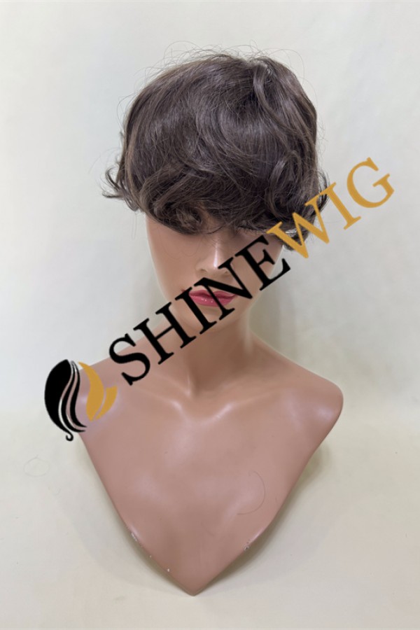 Brown wavy pu and lace  Toupee