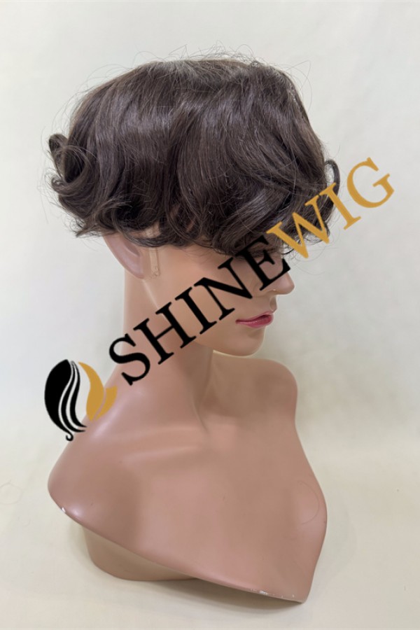 Brown wavy pu and lace  Toupee