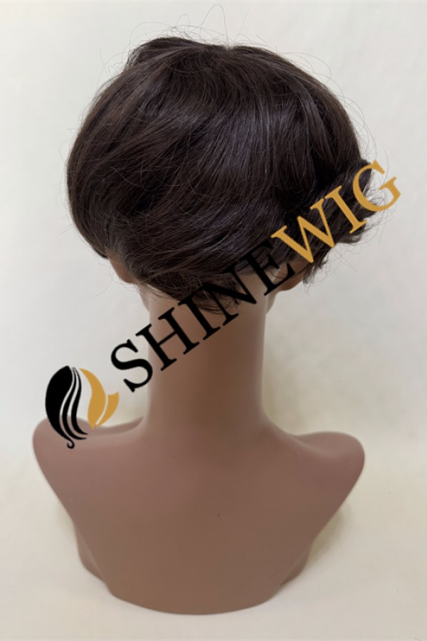 Brown wavy pu and lace  Toupee