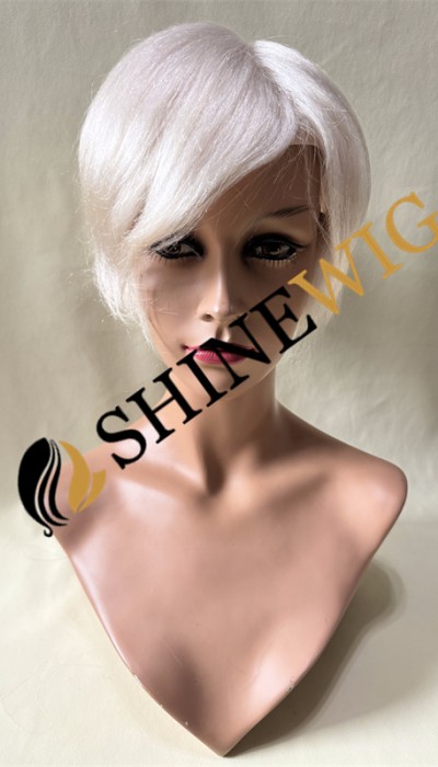 Silver white  straight full lace  Toupee