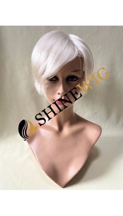 Silver white  straight full lace  Toupee