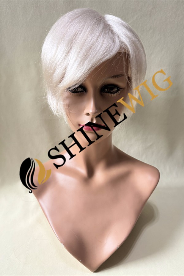 Silver white  straight full lace  Toupee