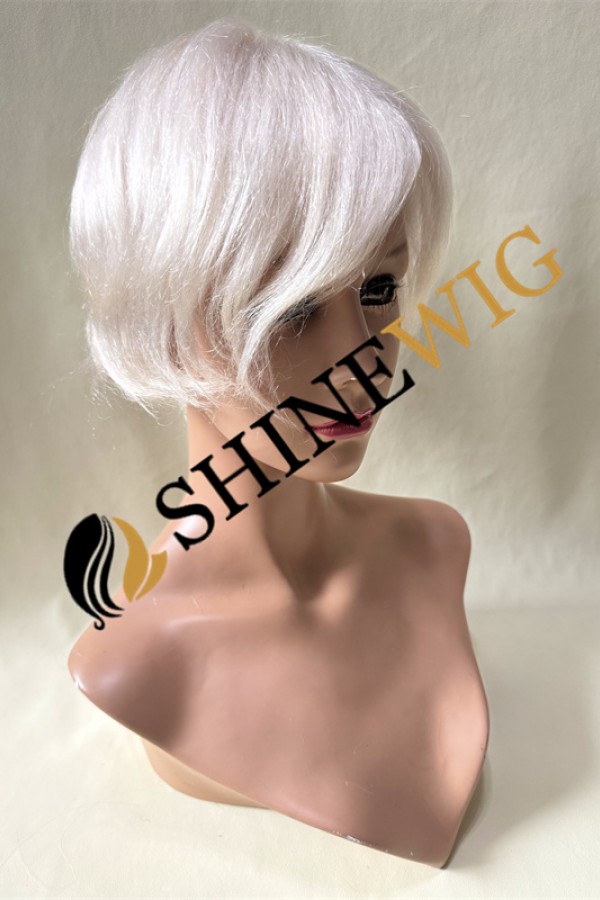 Silver white  straight full lace  Toupee