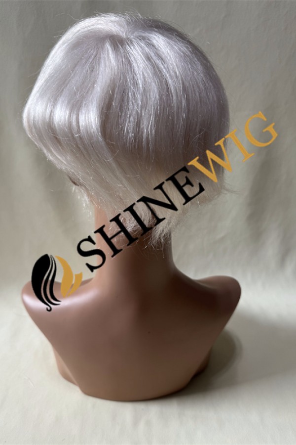 Silver white  straight full lace  Toupee