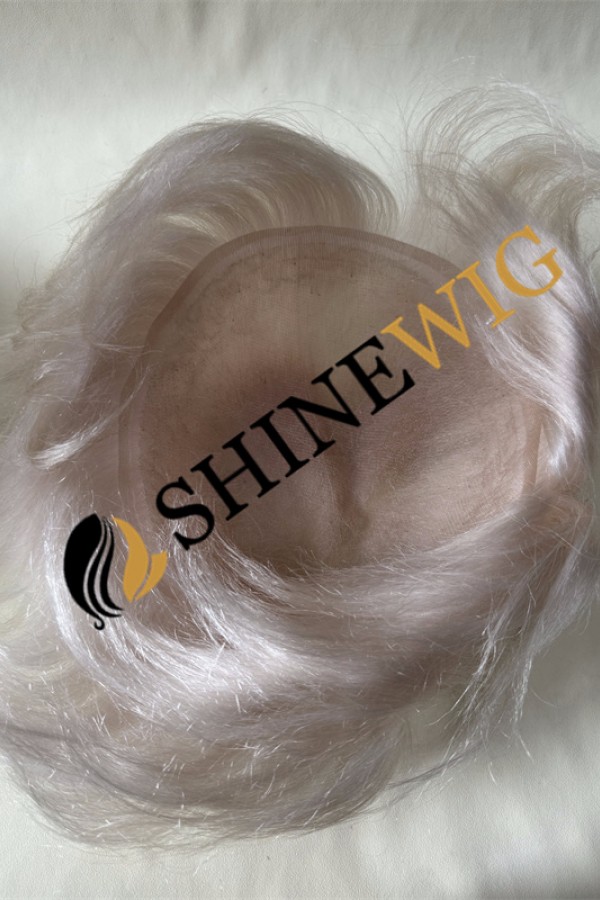 Silver white  straight full lace  Toupee