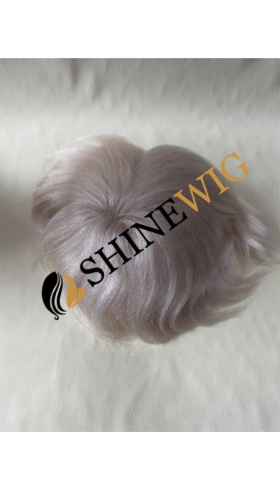 Silver white  straight full lace  Toupee