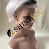 Ombre white color  straight mono and pu the lace  Toupee