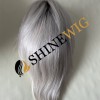 Ombre white color  straight mono and pu the lace  Toupee