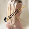 12inch ombre brown and blonde color Mono with pu and lace hair topper from shinewig