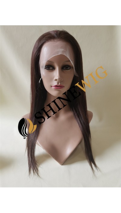 16inch BROWN and wine 99J highlights color silk straight human hair natural full lace wig