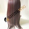 16inch BROWN and wine 99J highlights color silk straight human hair natural full lace wig